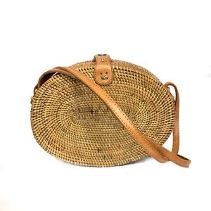 Amerii Handmade in Bali Rattan Oval Basket Crossbody Bag